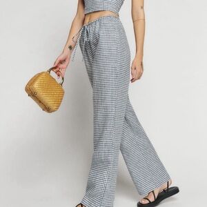 Reformation Slate Checker Gingham Linen Pants